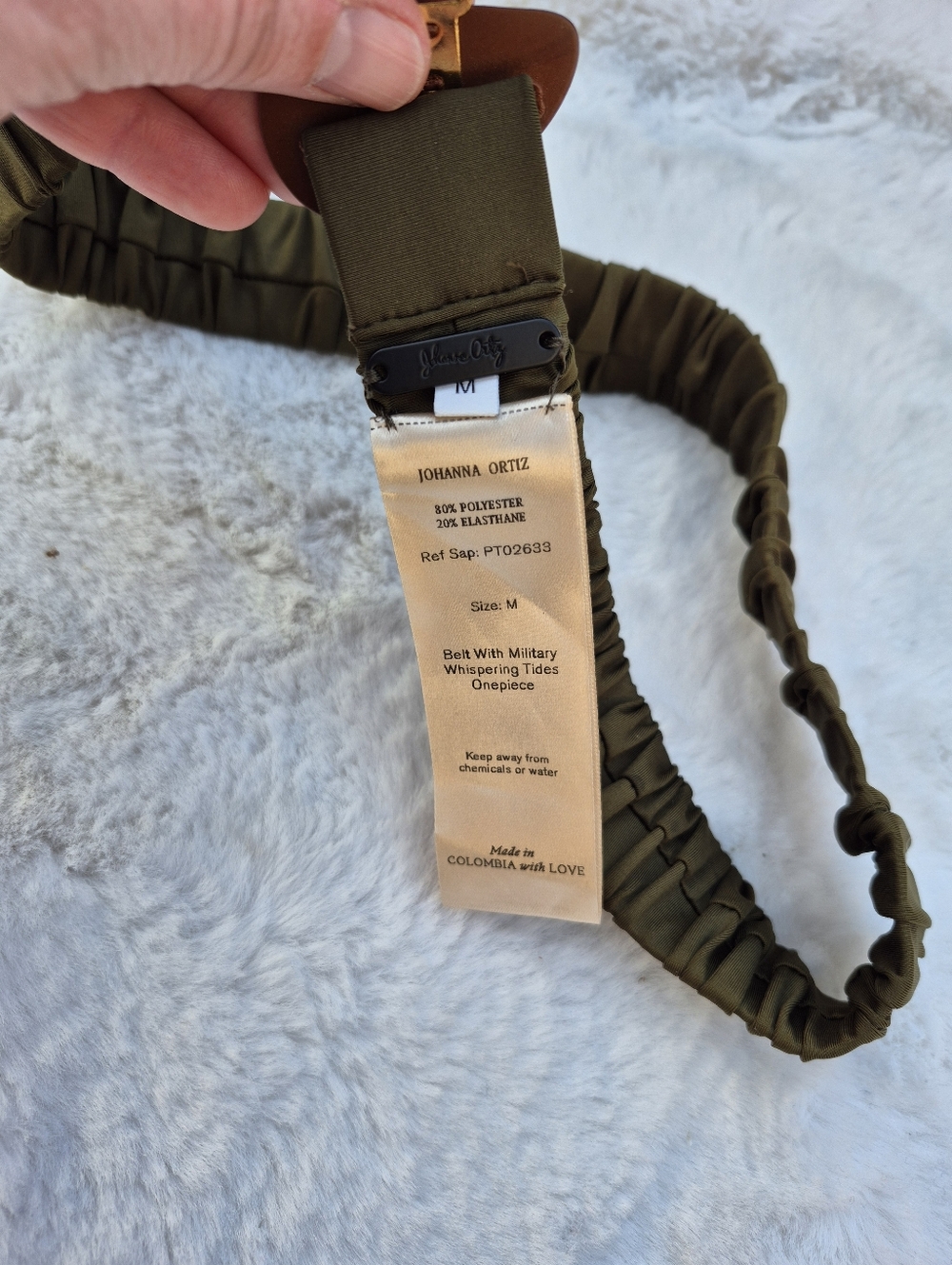 Johanna Ortiz Olive Weave Shell Belt Women Size Medium Resort Wear Designer - Picture 5 of 5